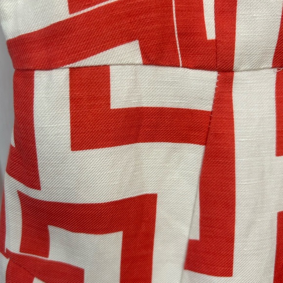 Milly of New York red & white geometric sleeveless linen/silk mini dress size 4 - Picture 8 of 10